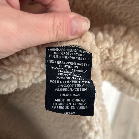 Dictionary Olive Sherpa-Lined Puffer Shacket w/ Faux Leather, Women’s Medium - Picture 3 of 6